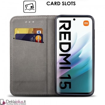 Telone atverčiamas dėklas - bordo spalvos (Xiaomi Redmi 15 4G)